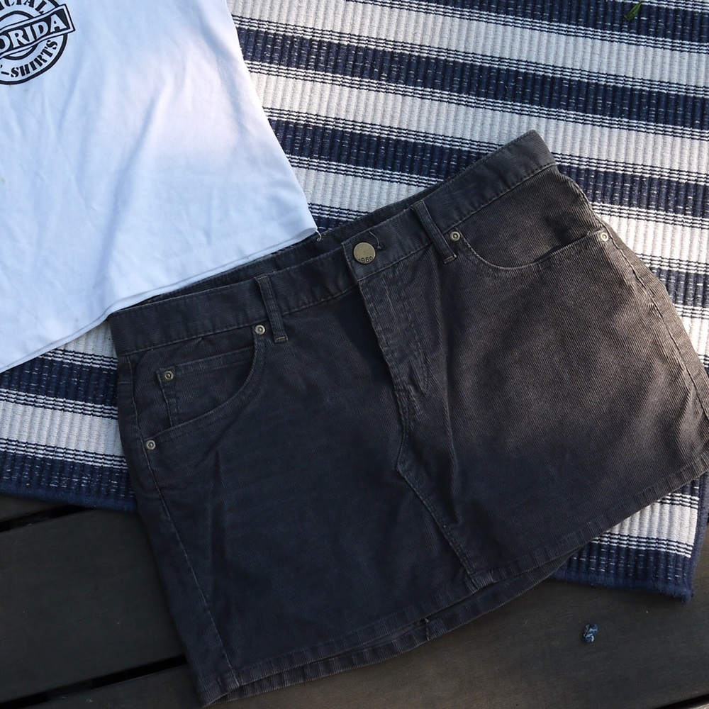 Grey/ black Corduroy Mini Skirt